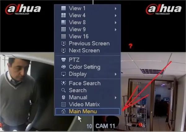 Main Menu DVR